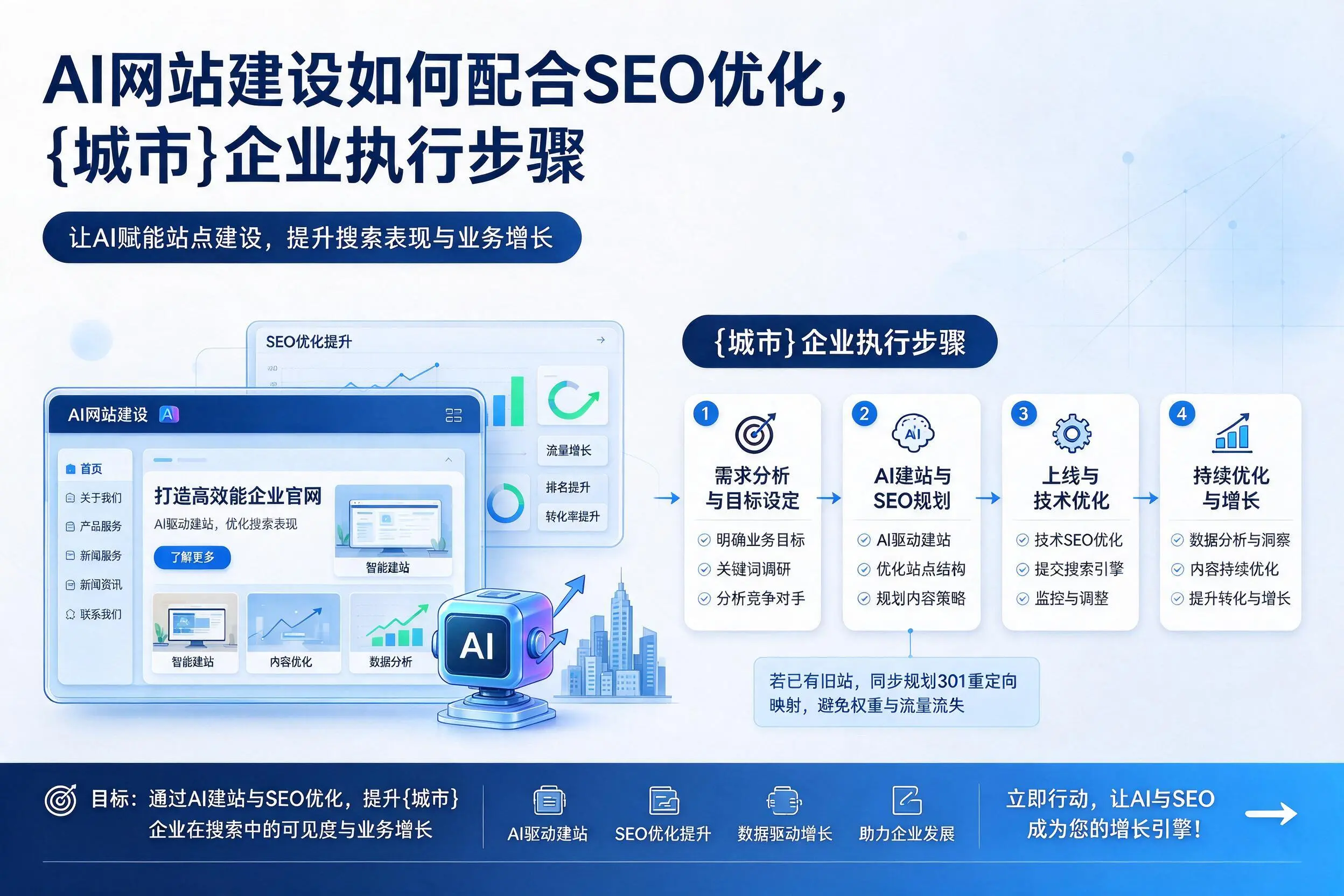 AI网站建设如何配合SEO优化，济南企业执行步骤